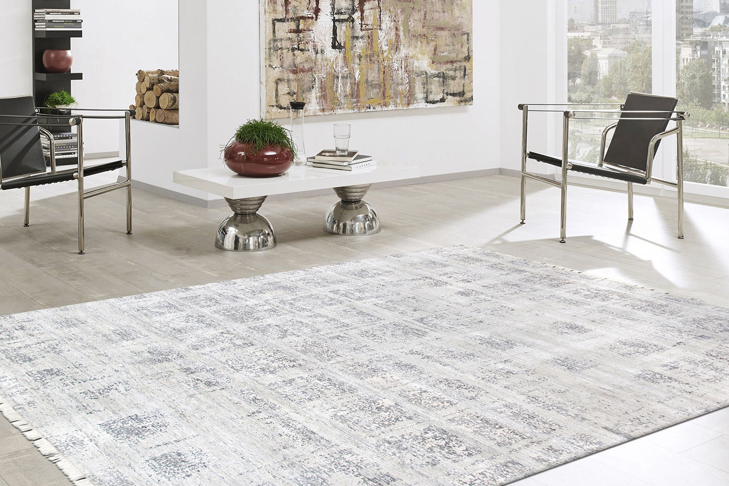 Pasargad - Modern Collection Hand-Knotted Silk Area Rug 107'' x 145'' (PV-5J 9X12)