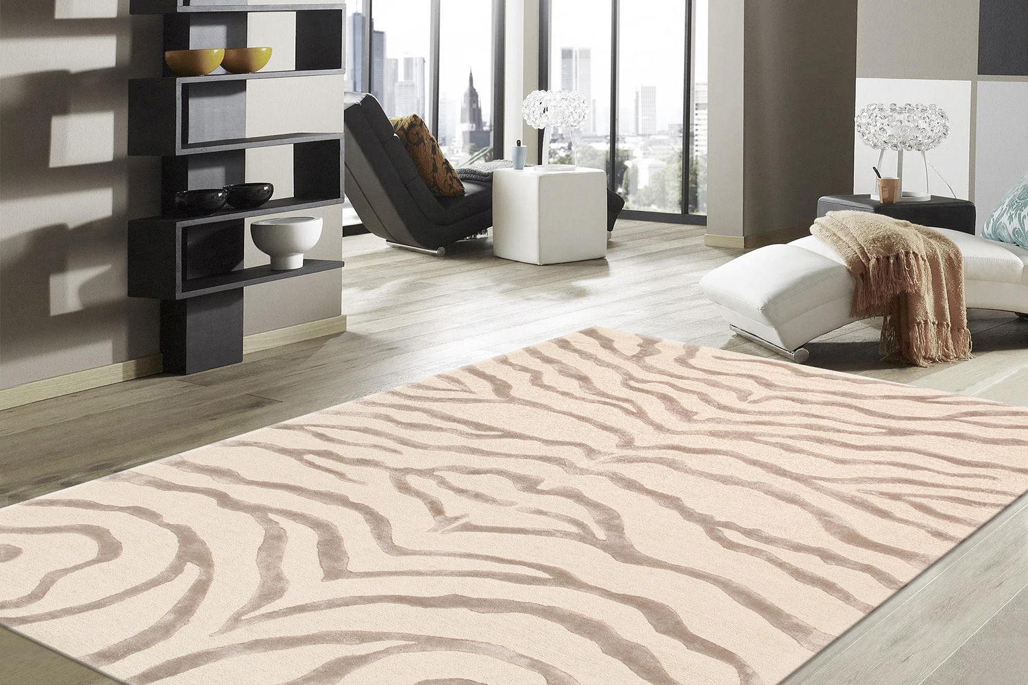 Pasargad Edgy Collection Hand-Tufted Ivory Silk and Wool Area Rug (PVCSK-03 10X14) - 117'' x 165''