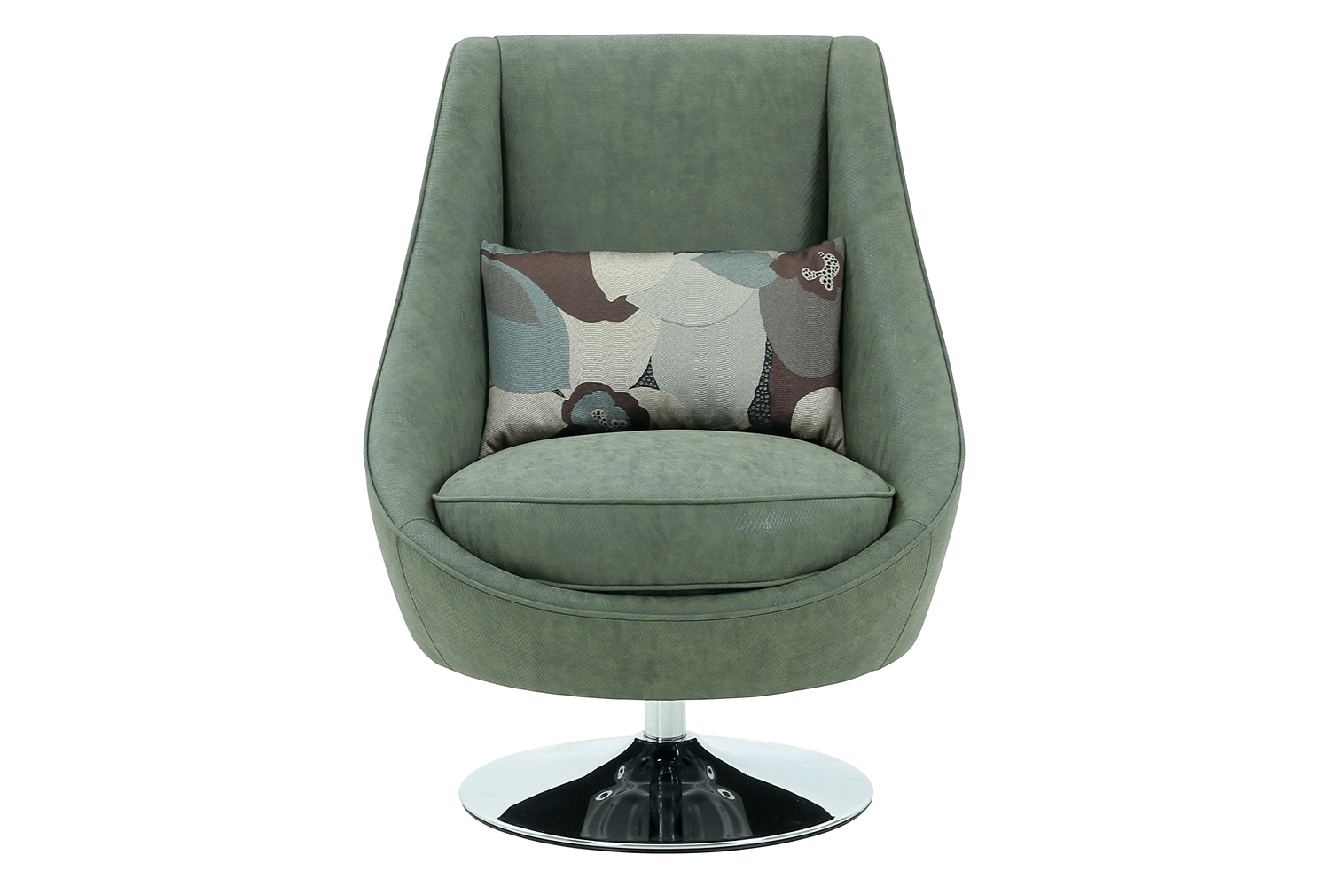 Pasargad - Noho Collection Silver Swivel Accent Chair with Pillow