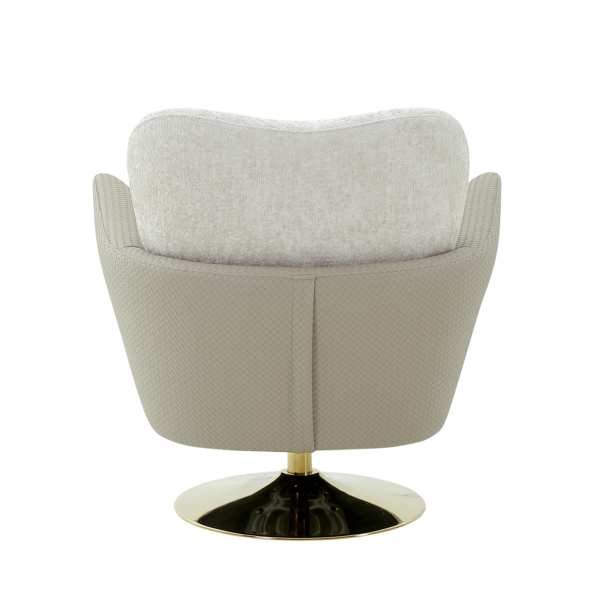 Pasargad - Mercer Swivel Base Lounge Chair in Beige/Gold, Poly Fabric