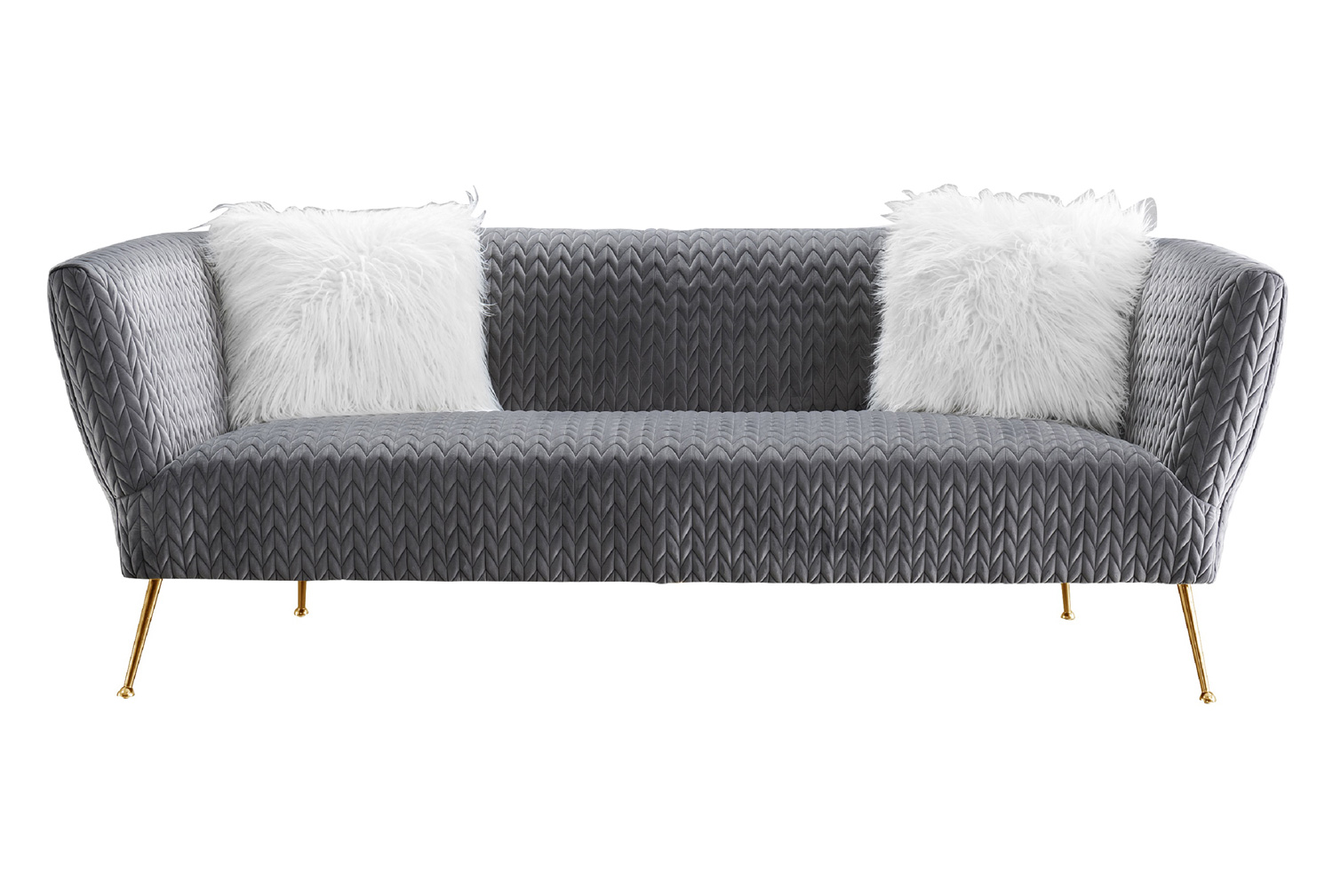 Pasargad - Noho Collection Lafayette Gray Velvet Sofa