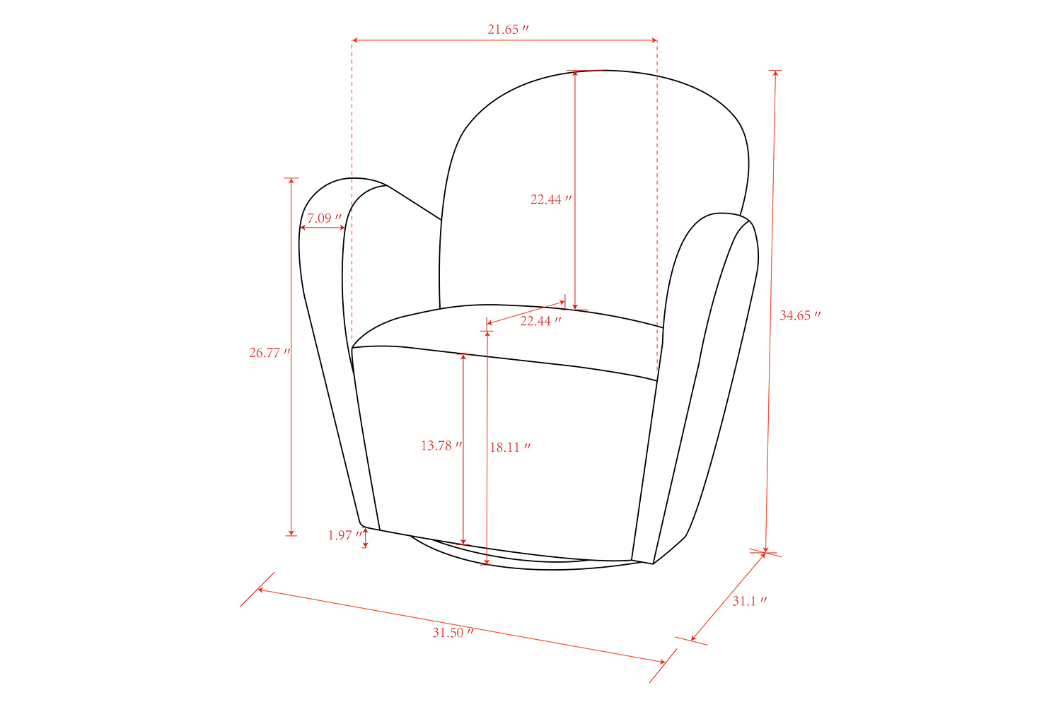 Pasargad - Elena Collection Modern Swivel Chair
