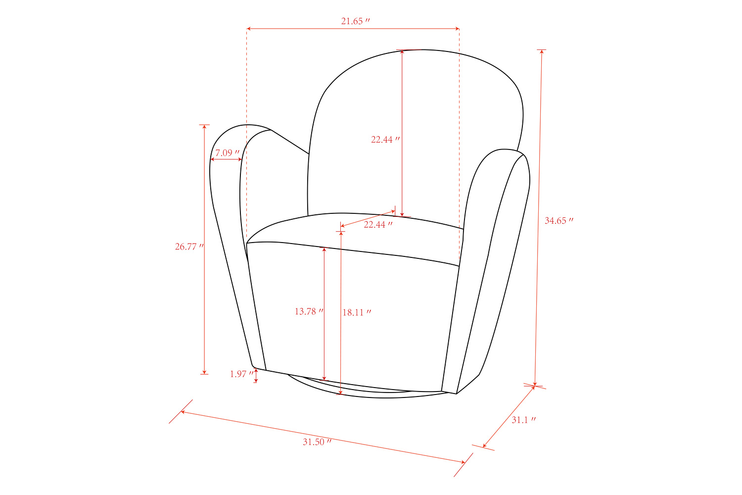 Pasargad - Maxim Collection Modern Swivel Armchair