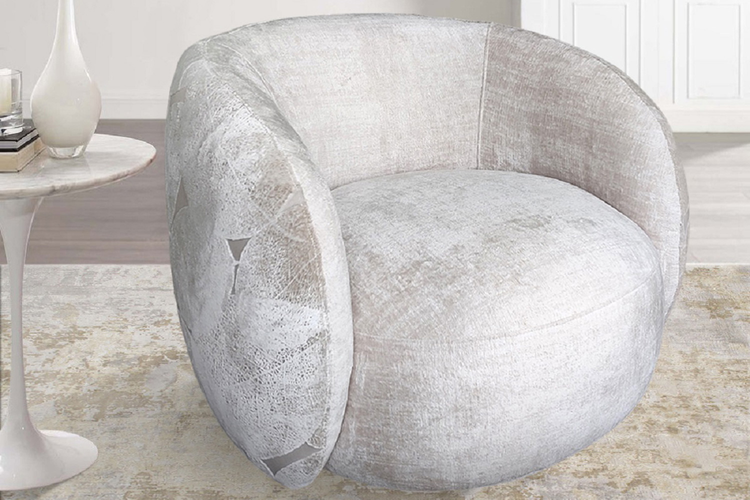 Pasargad - Napoli Collection Modern Swivel Armchair