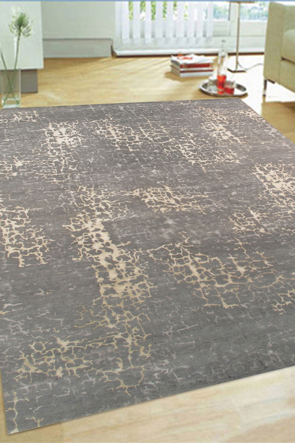 Pasargad - Modern Collection Hand-Knotted Gray Silk and Wool Area Rug REF-2B
