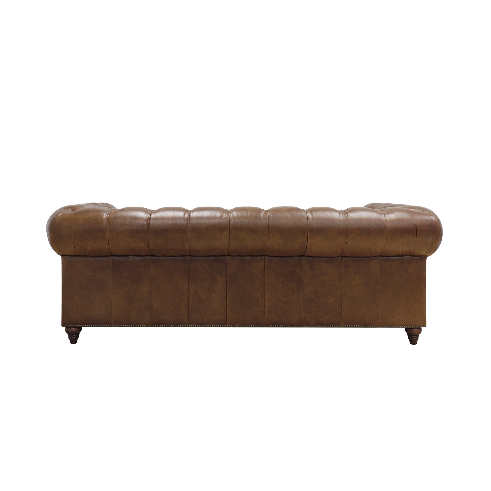 Pasargad - Chester Bay Tufted Chesterfield Sofa in Brown, Genuine Leather