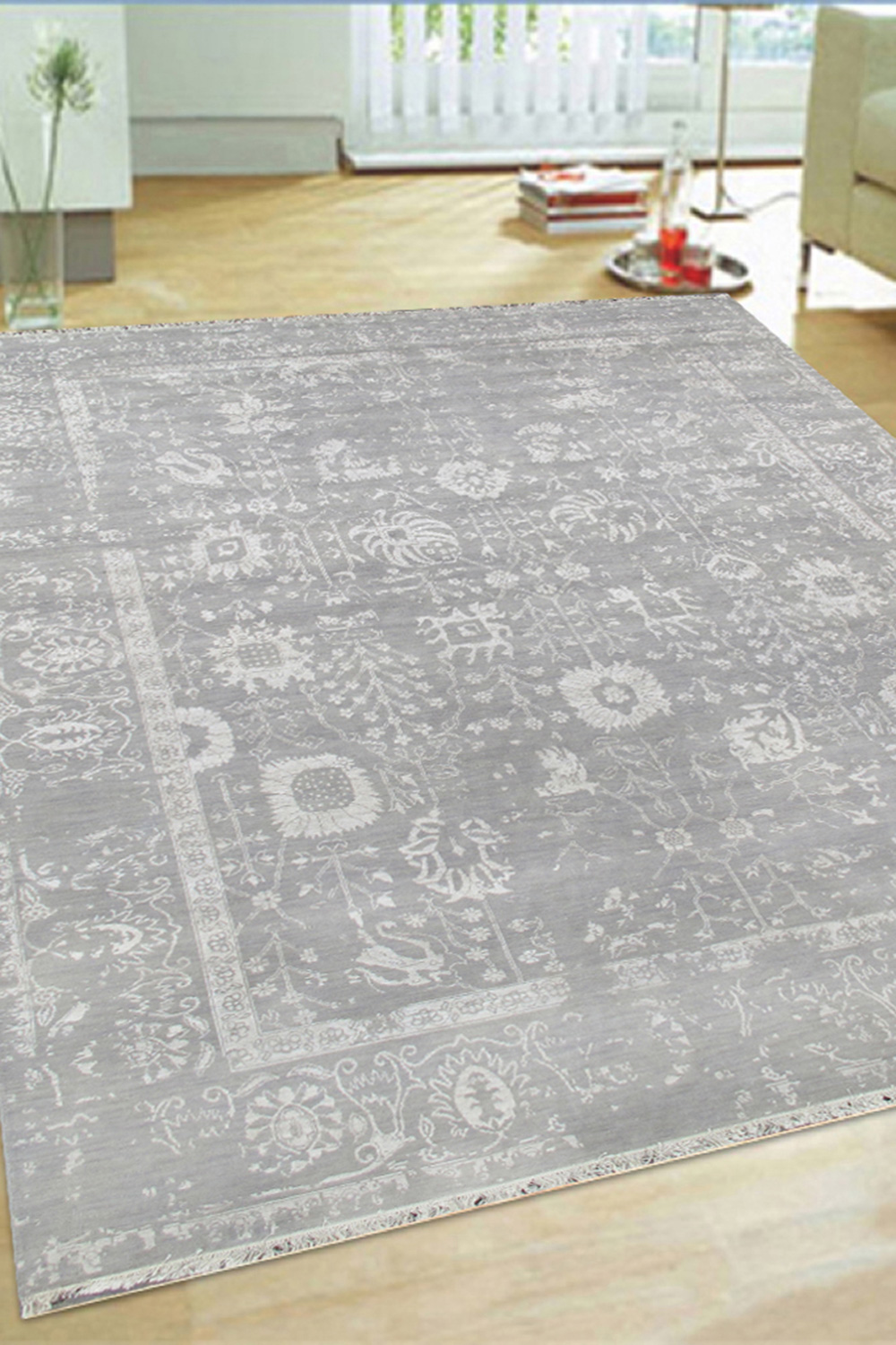 Pasargad - Transitional Collection Hand-Knotted Silk and Wool Area Rug 96'' x 122'' (VASE-2 8X10)