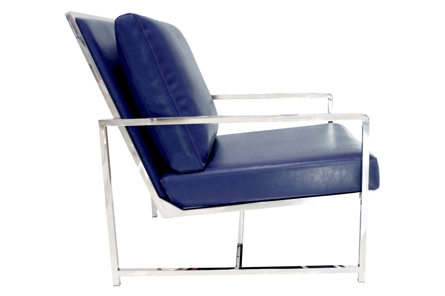 Pasargad Luxe Collection Navy Leather Chairs - Navy