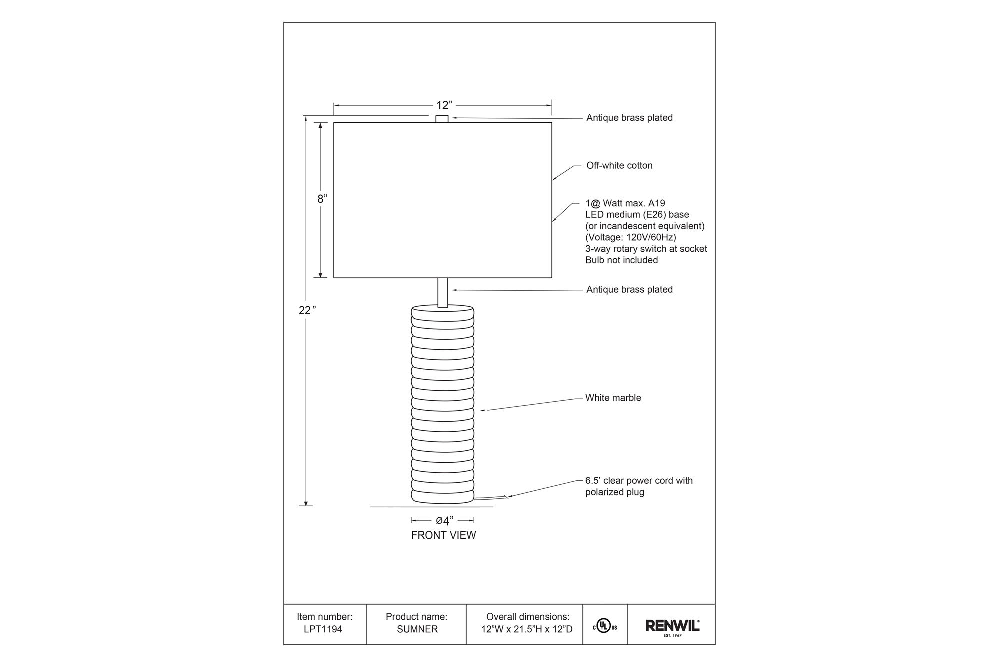 Renwil - Sumner Table Lamp