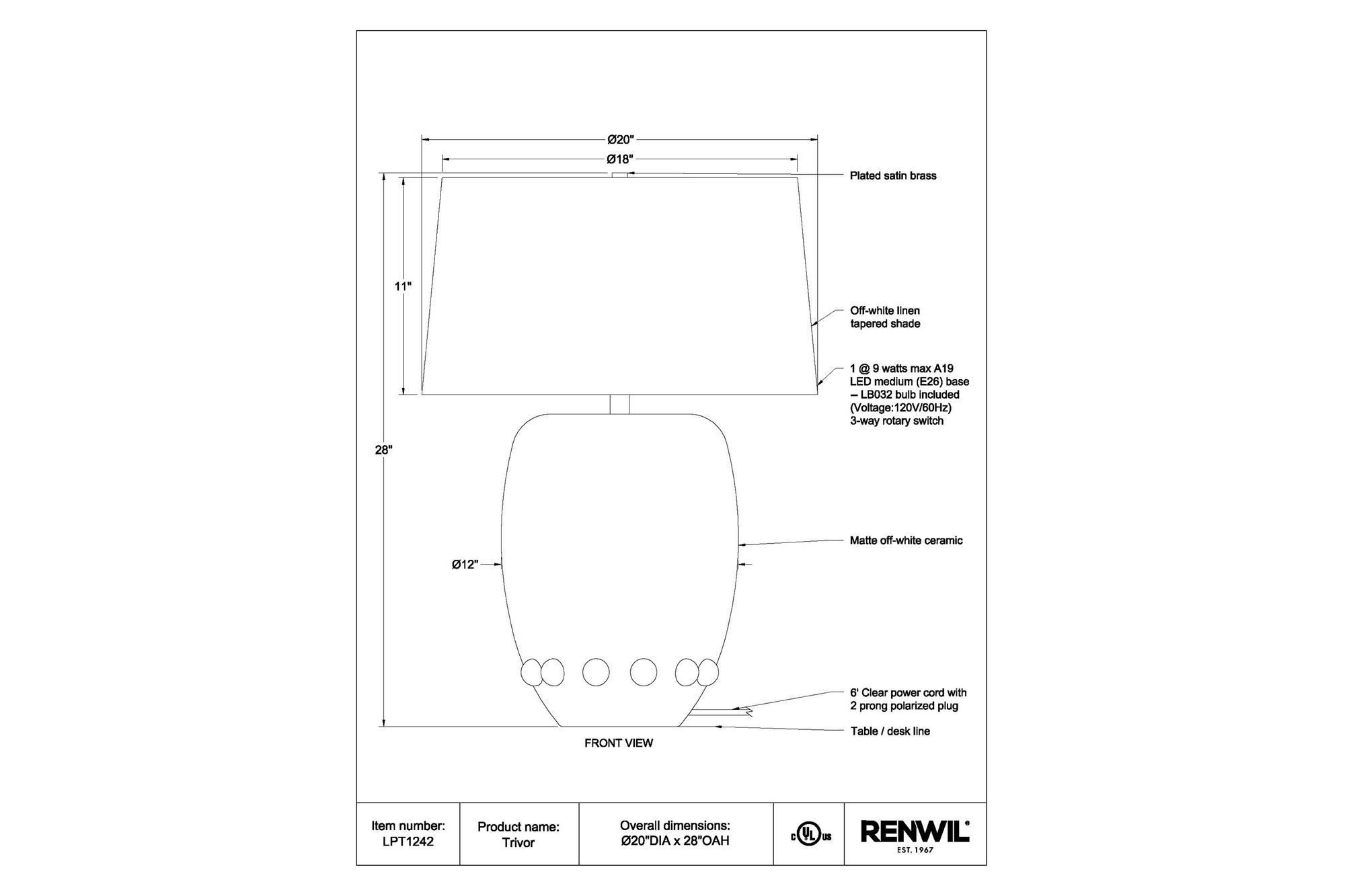 Renwil - Trivor Table Lamp