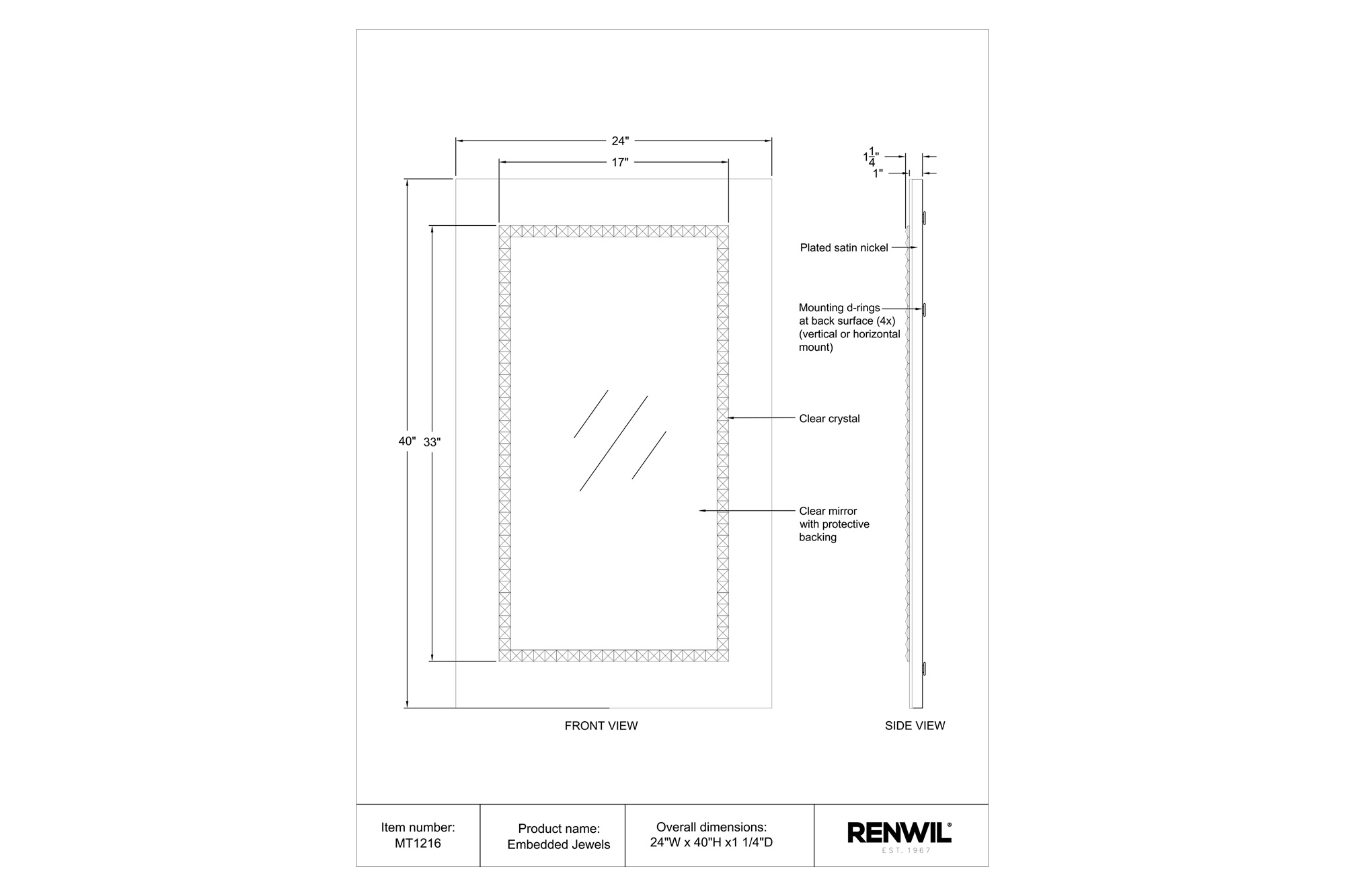 Renwil - Embedded Jewels Wall Mirror