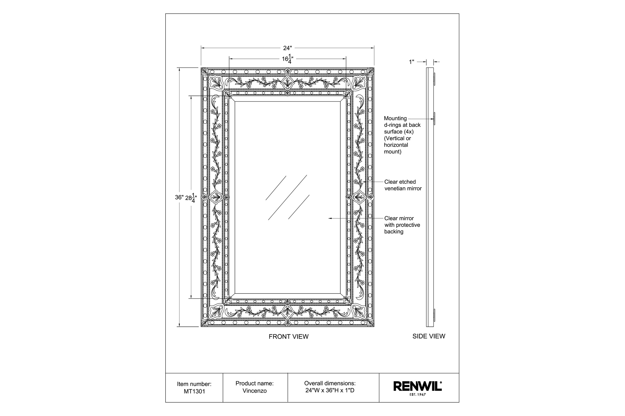 Renwil - Vincenzo Wall Mirror