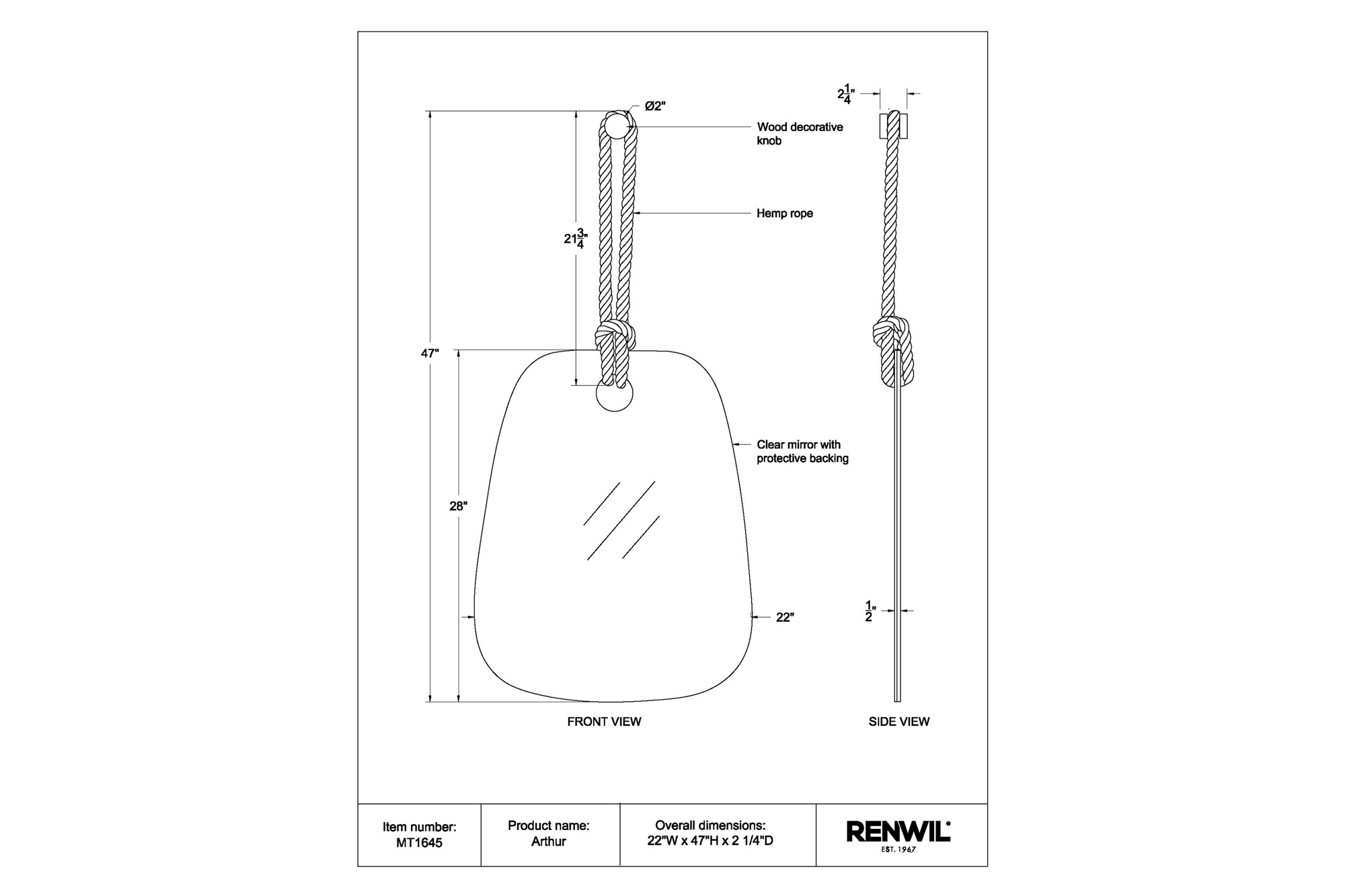 Renwil - Arthur Wall Mirror
