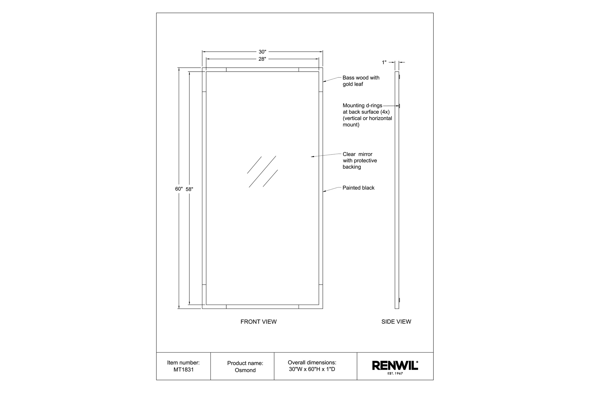 Renwil - Osmond Wall Mirror