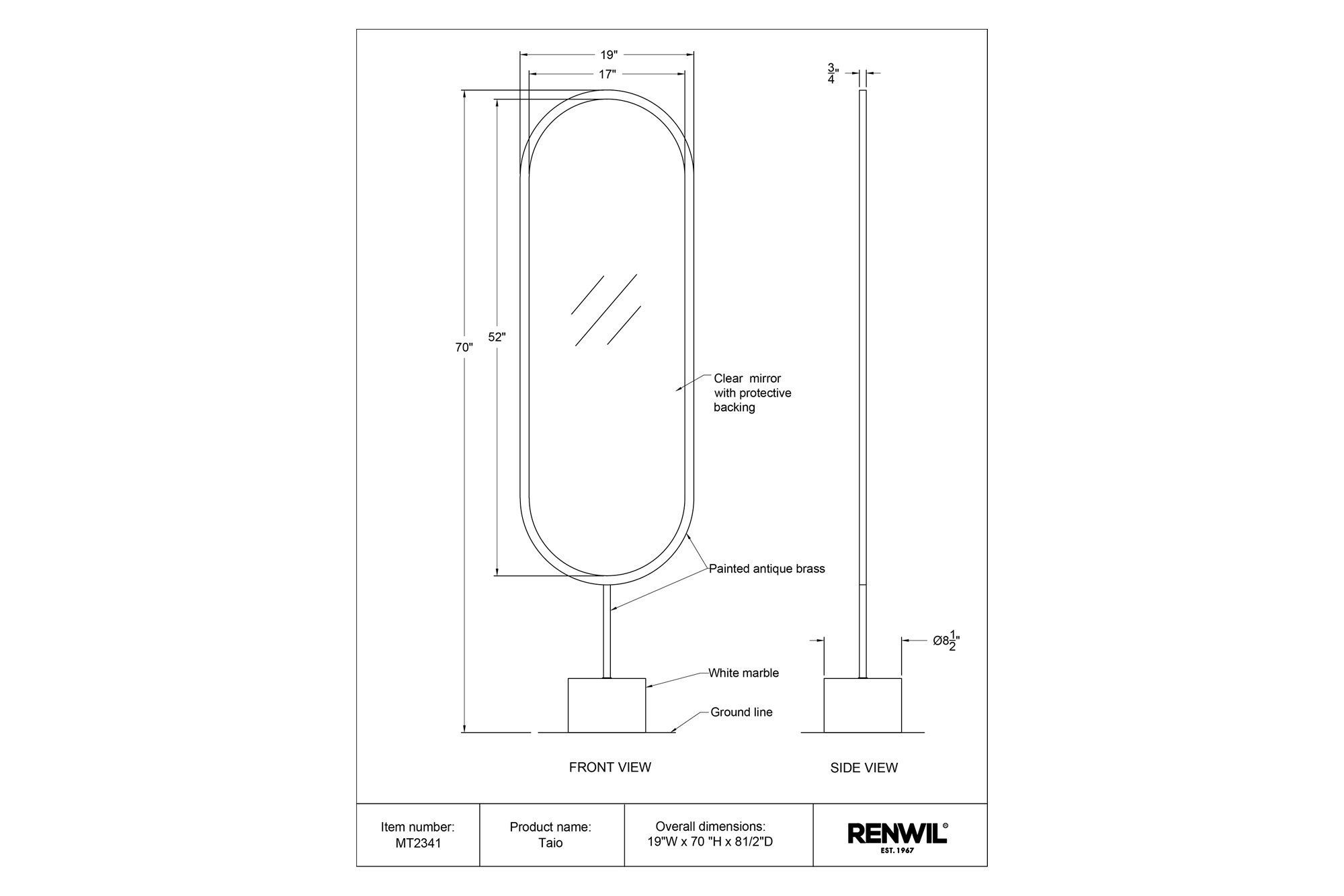 Renwil - Taio Floor Mirror