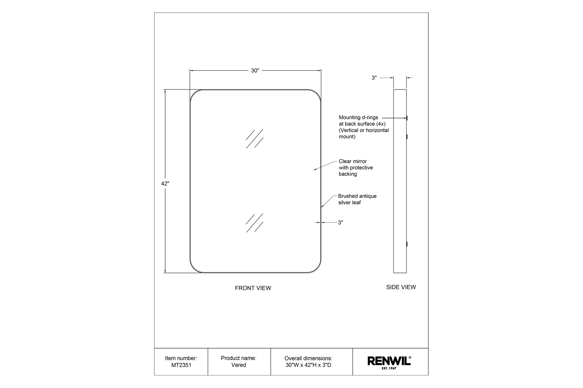 Renwil - Vered Wall Mirror