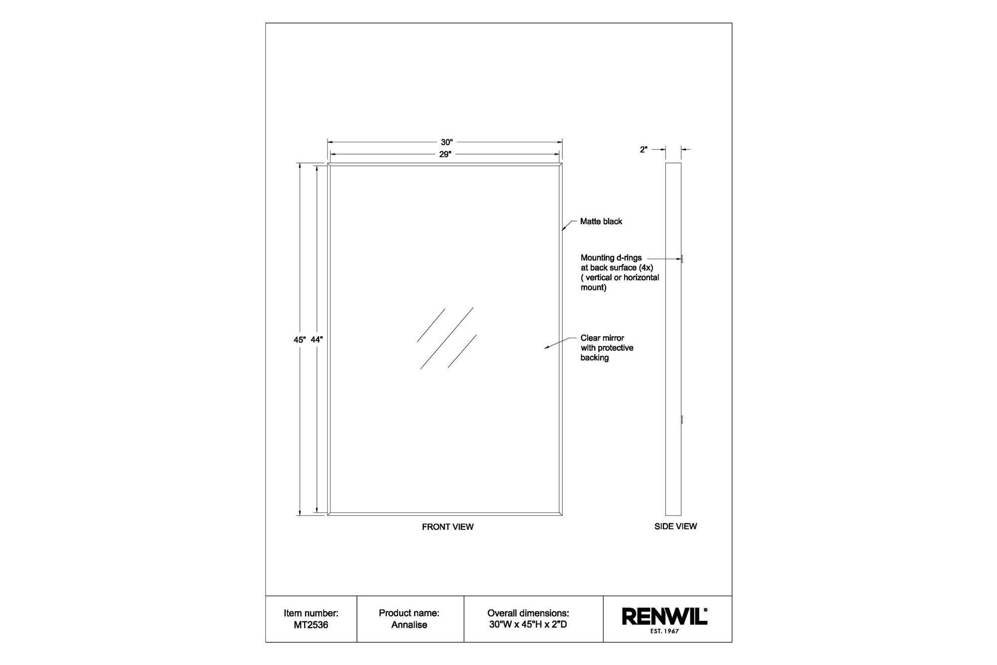 Renwil - Annalise Wall Mirror