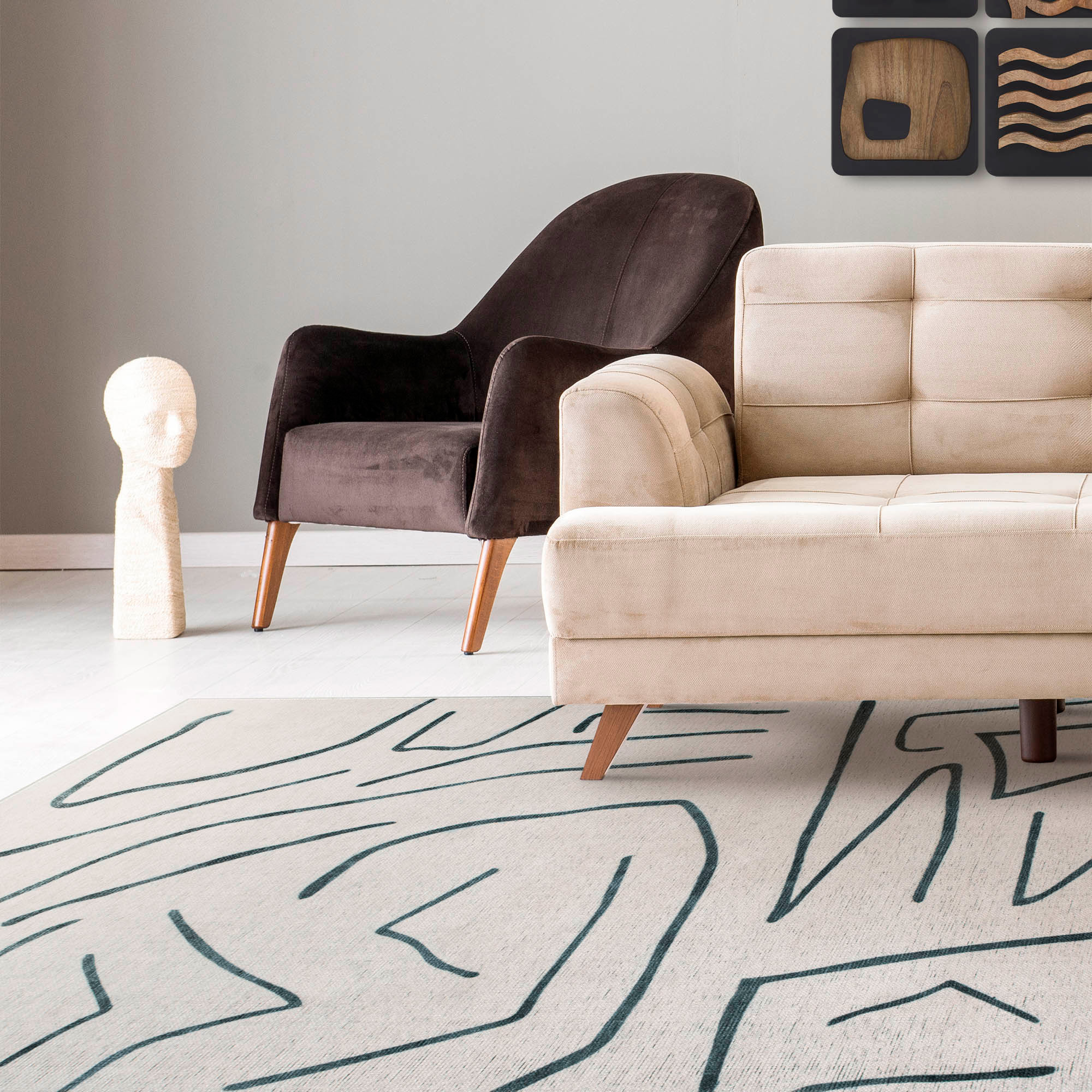 Renwil Fallon 10212 Rug - Ivory/Charcoal Blue, 7,1" X 10,2"