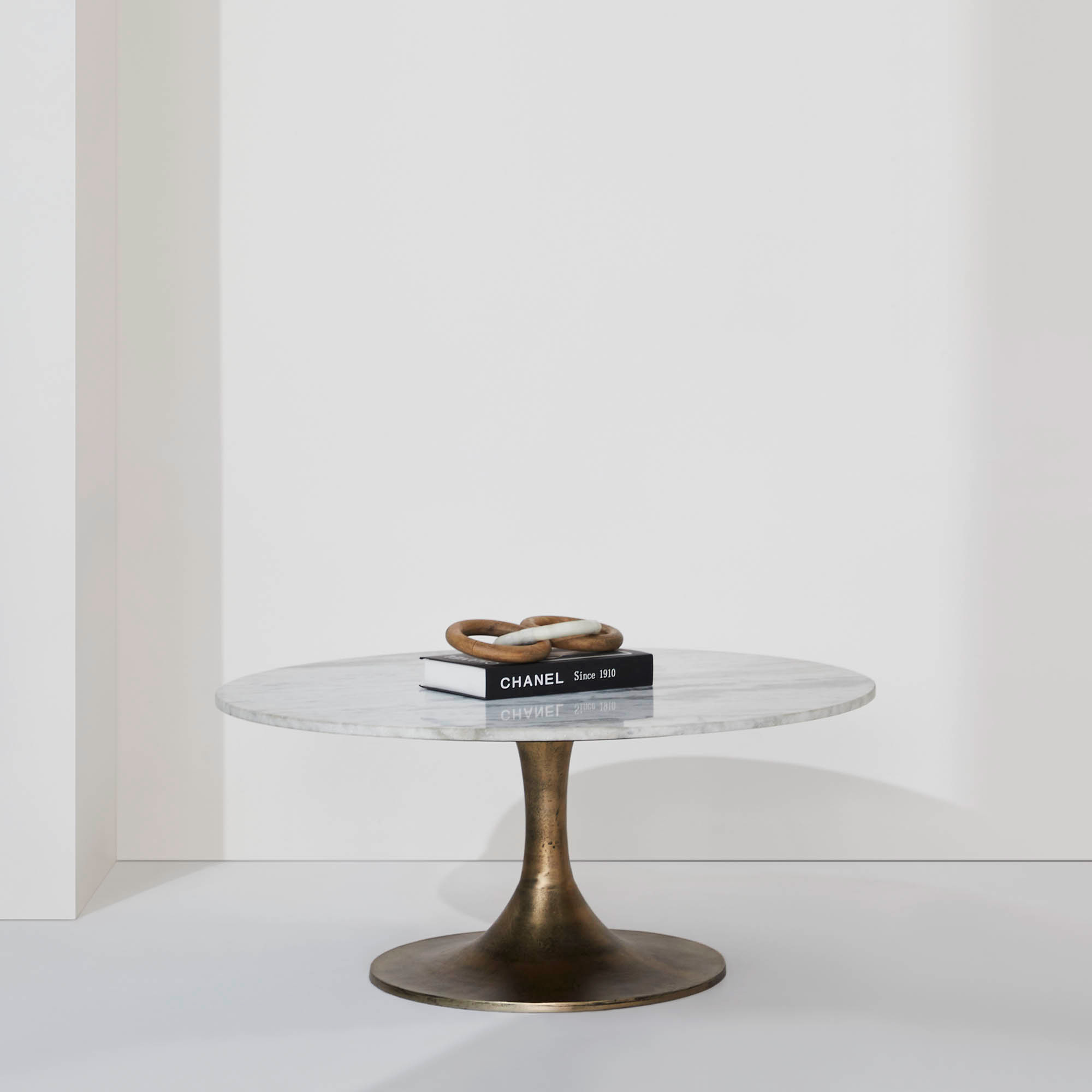 Renwil Lovisa Coffee Table - White Marble/Antique Brass