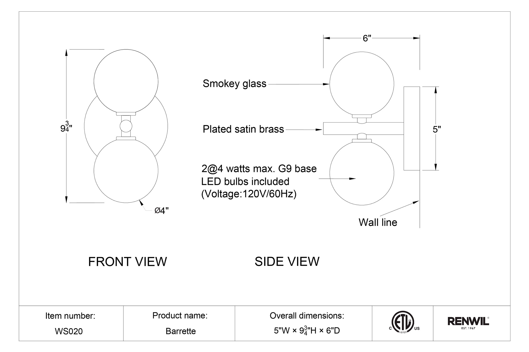 Renwil - Barrette Wall Sconces
