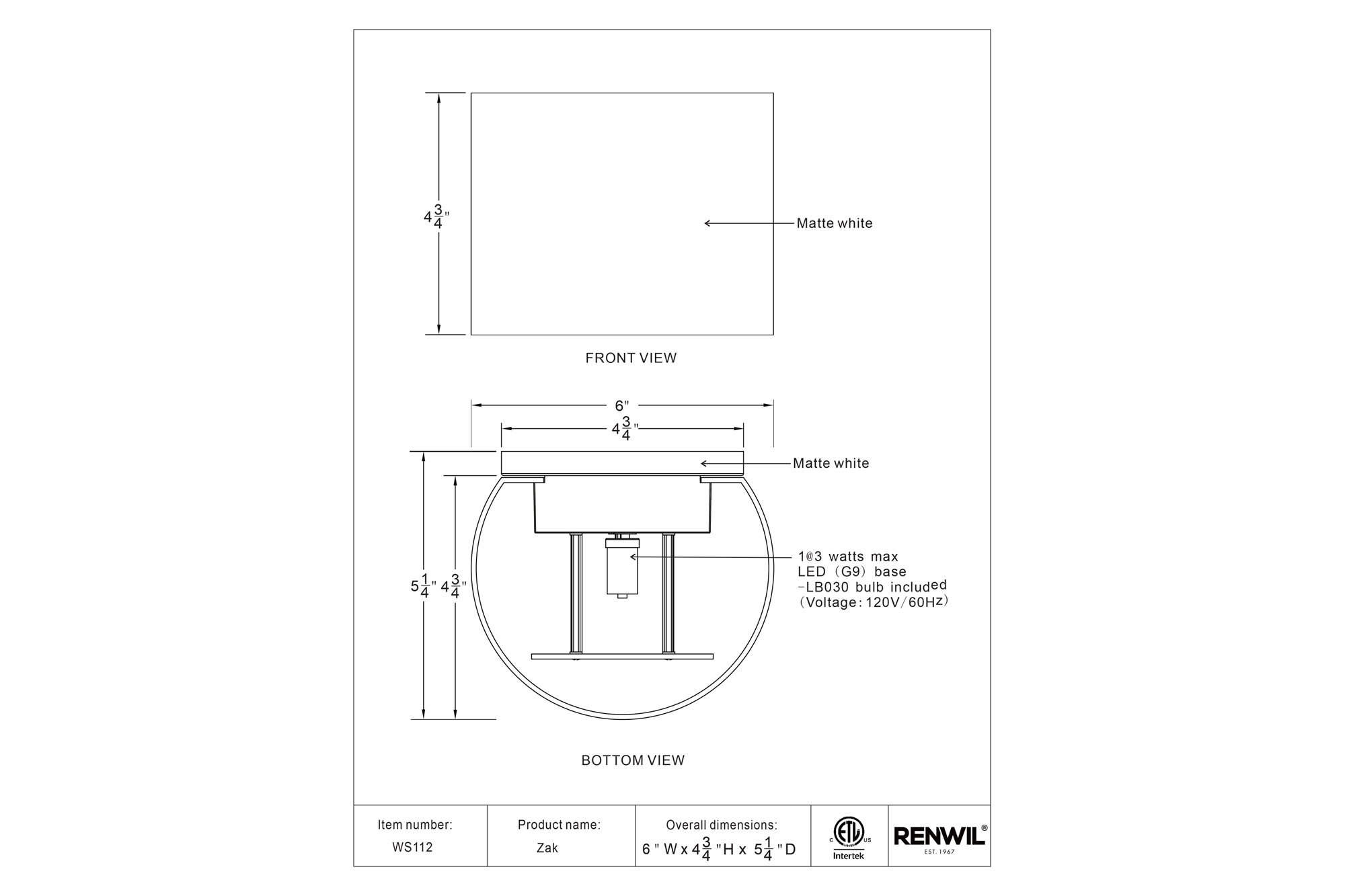 Renwil Zak Wall Sconces - White