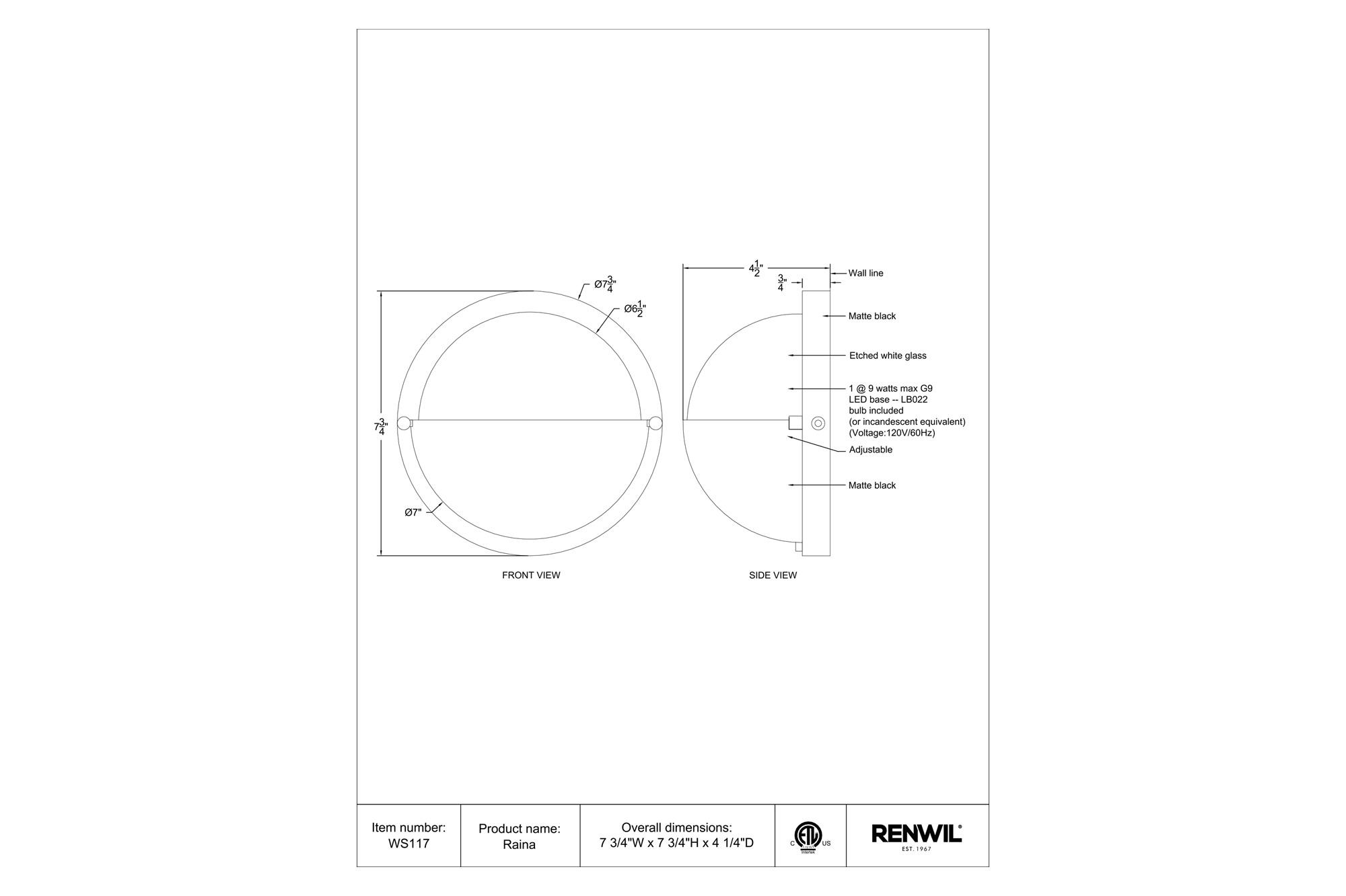 Renwil - Raina Wall Sconces