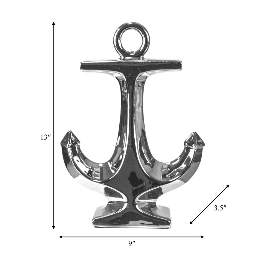 Sagebrook 13" Ceramic Anchor - Silver