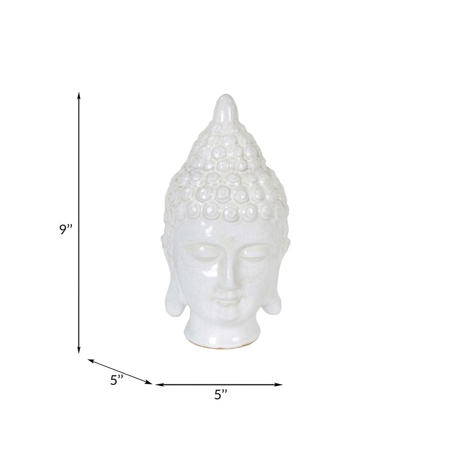 Sagebrook - 9" Ceramic Buddha Head in White