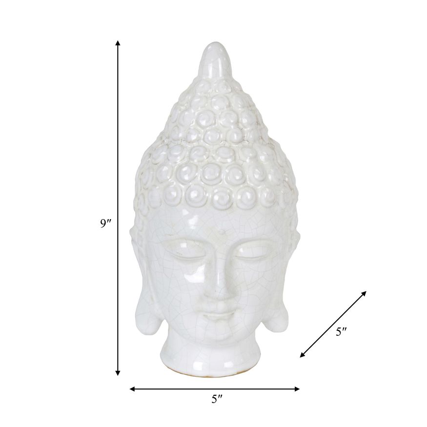 Sagebrook - 9" Ceramic Buddha Head in White