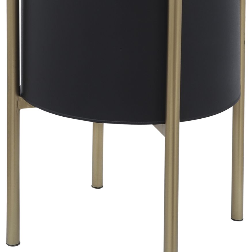 Sagebrook Planters On Metal Stand (Set Of 2) - Black/Gold