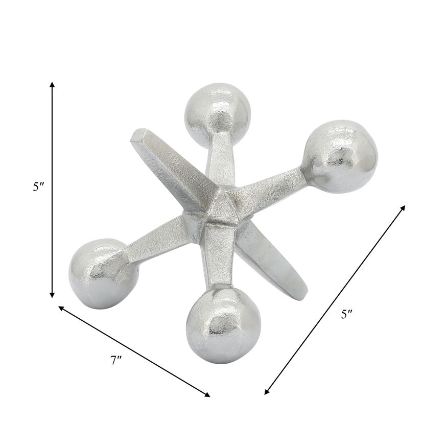 Sagebrook 5" Metal Jacks Decor - Silver