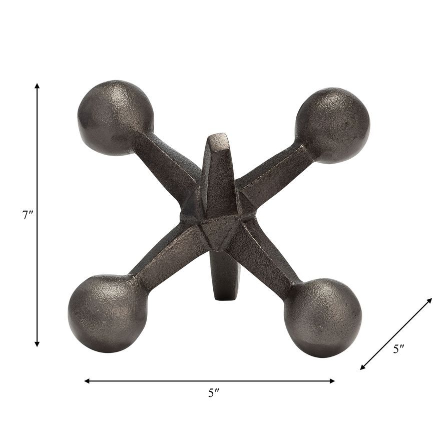 Sagebrook 5" Metal Jacks Decor - Gunmetal