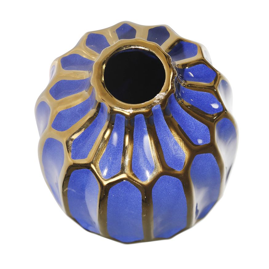 Sagebrook 8" Ceramic Decorative Vase - Navy/Gold