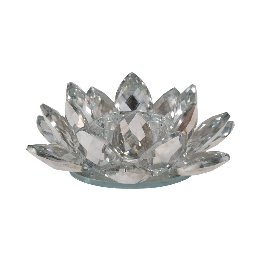 Sagebrook 6" Crystal Votive Candle Holder - Silver