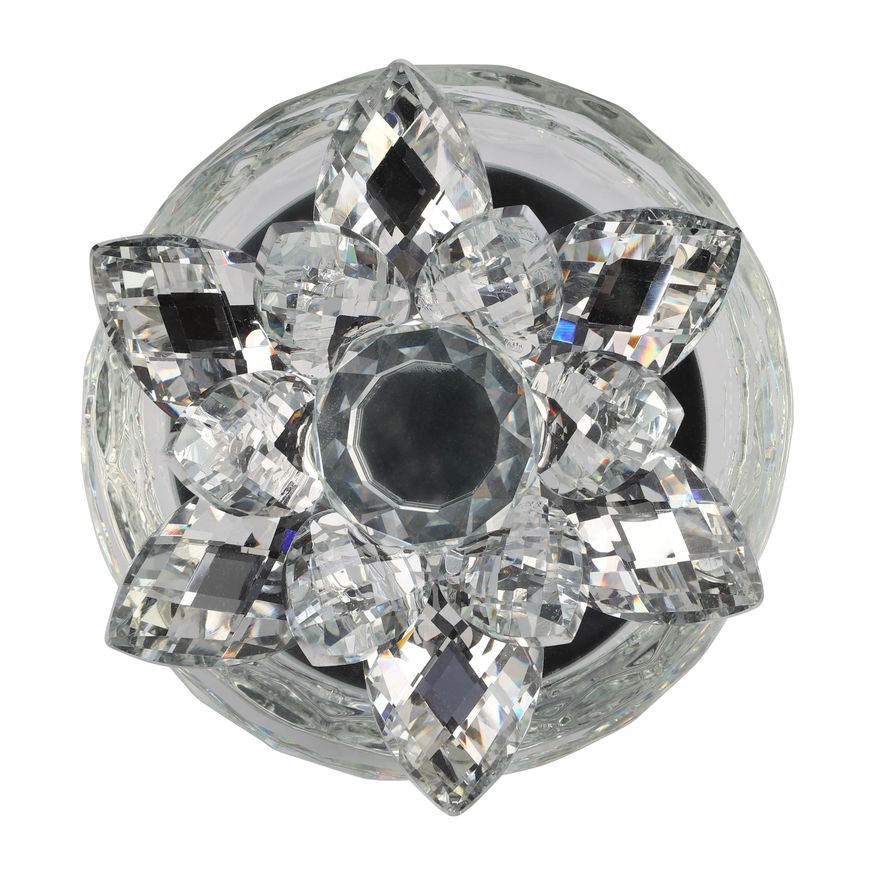 Sagebrook Glass Trinket Box Clear With Silver Lotus Top