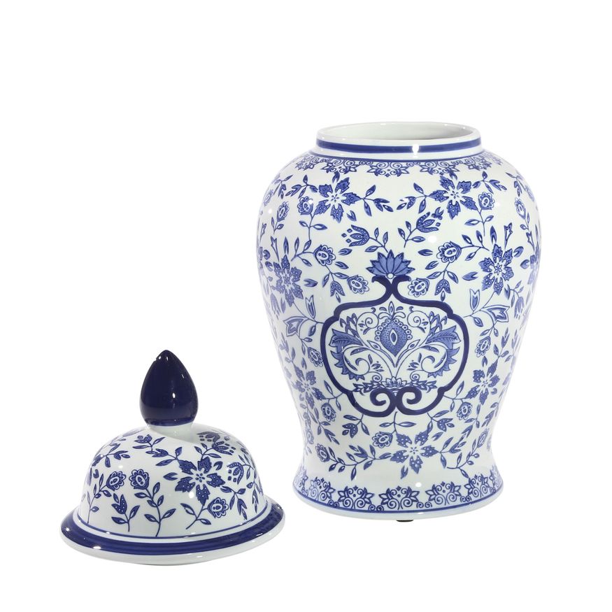 Sagebrook - 18" Temple Jar in White/Blue