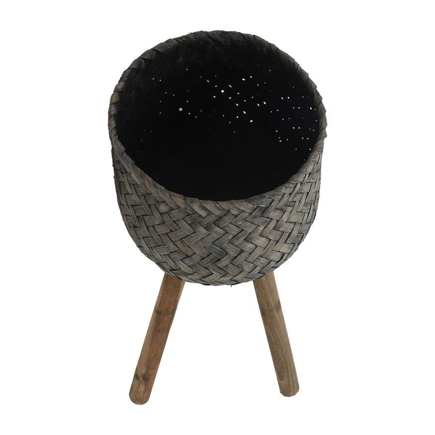 Sagebrook Bamboo Planters On Stands (Set Of 2) - Brown/Black