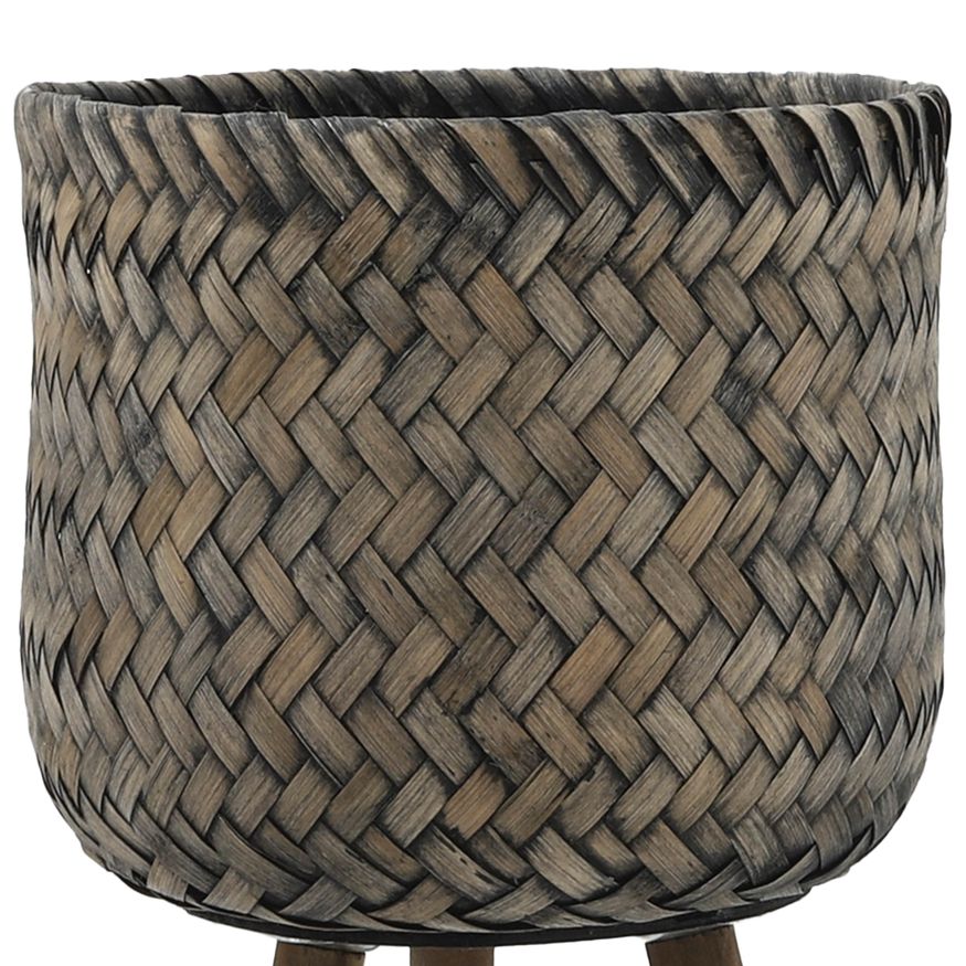 Sagebrook Bamboo Planters On Stands (Set Of 2) - Brown/Black