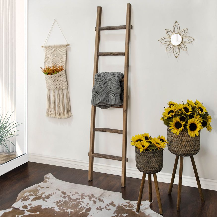 Sagebrook Bamboo Planters On Stands (Set Of 2) - Brown/Black