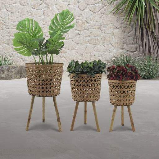 Sagebrook Bamboo Planters (Set Of 3) - Natural