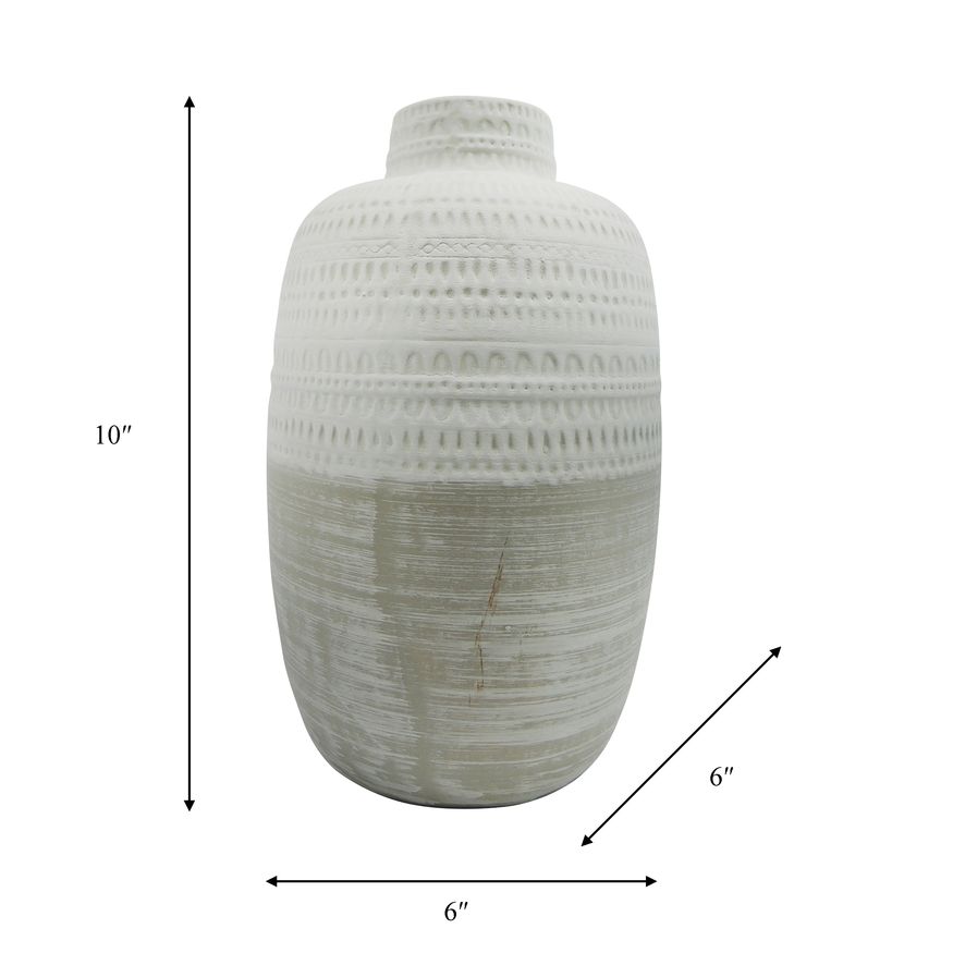 Sagebrook - 10" Ceramic Tribal Vase