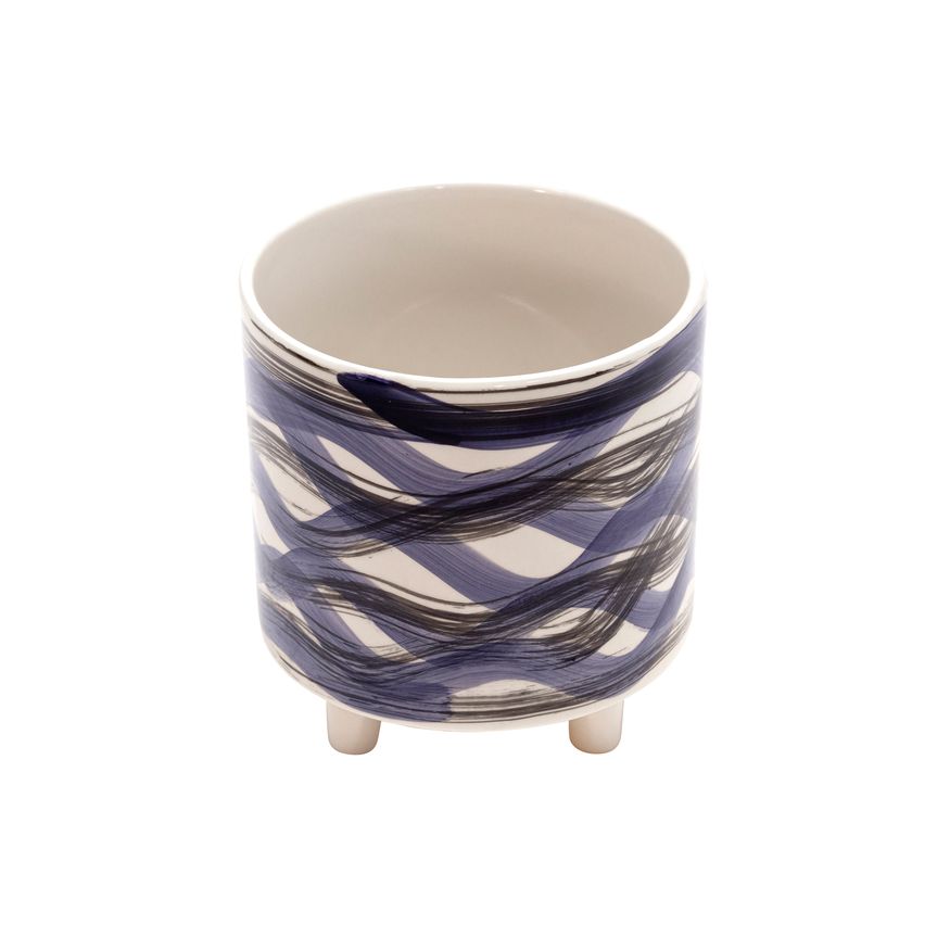 Sagebrook - 9"/6" Footed Planters (Set Of 2) in Abstract Blue