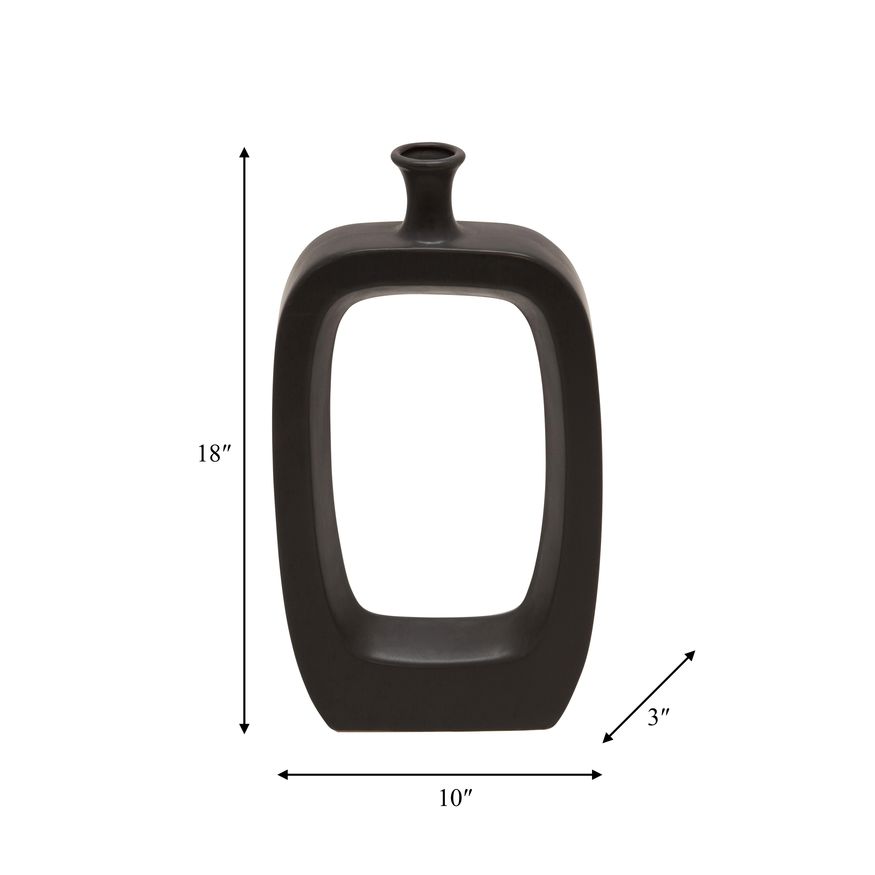 Sagebrook 18" Ceramic Vase With Cut-out - Black