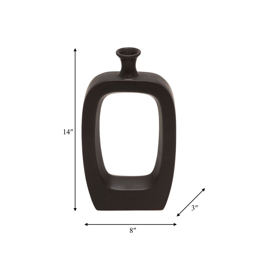 Sagebrook 14" Ceramic Vase With Cut-out - Black
