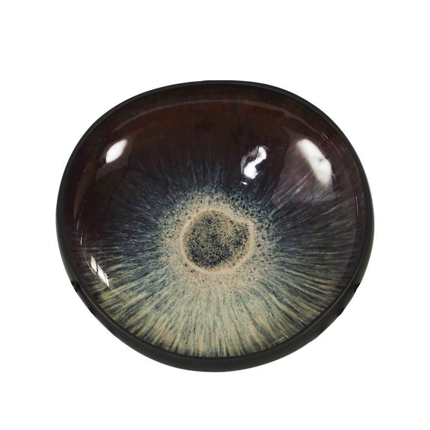 Sagebrook 12"/15" Organic Bowls (Set Of 2) - Black/Blue