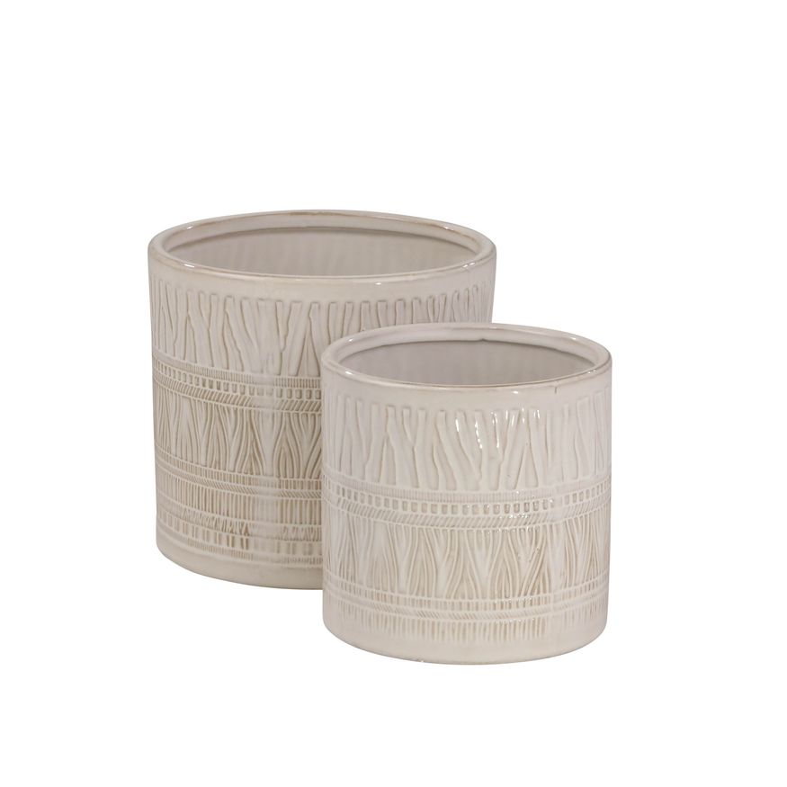 Sagebrook - 5"/7" Ceramic Planters (Set Of 2) in White