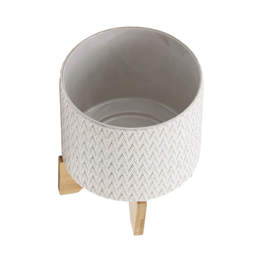 Sagebrook 8" Ceramics Planter With Wooden Stand