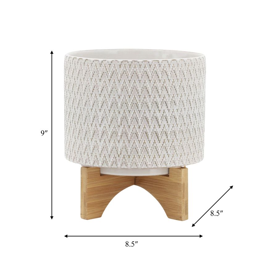 Sagebrook 8" Ceramics Planter With Wooden Stand