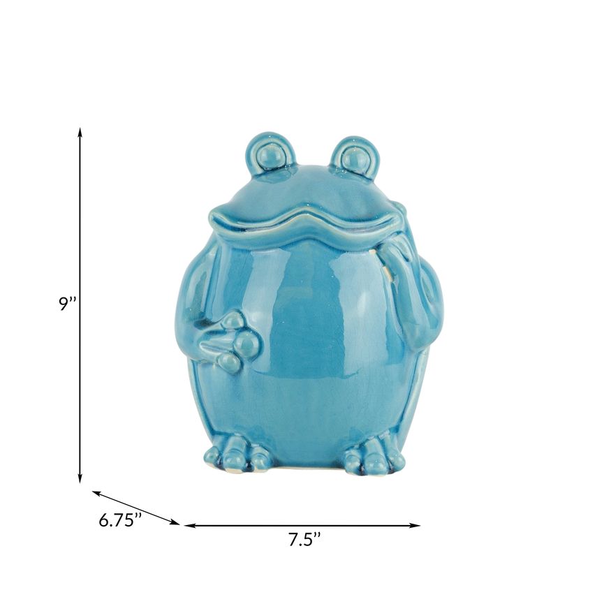 Sagebrook - 9" Ceramic Standing Frog in Teal