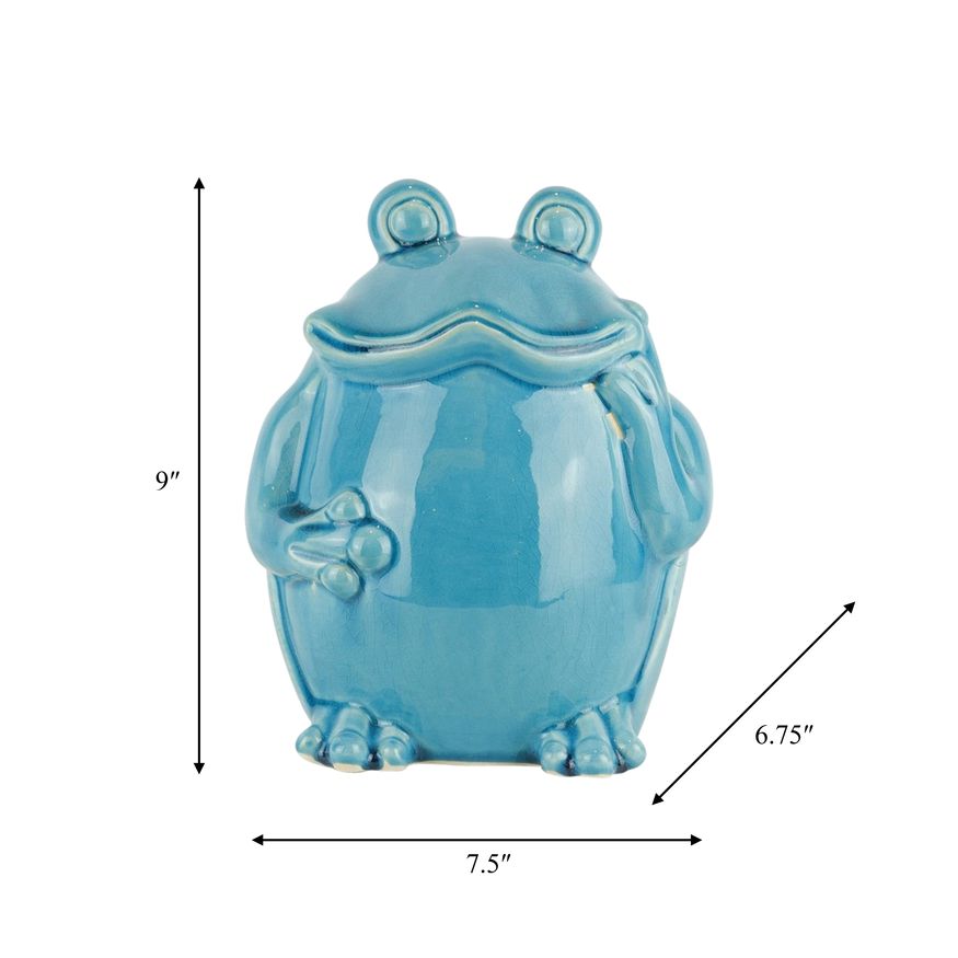 Sagebrook - 9" Ceramic Standing Frog in Teal